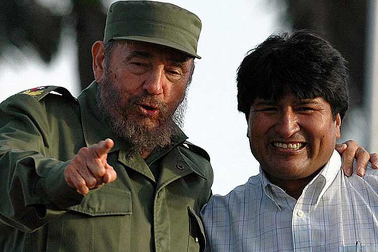 Fidel Castro Ruz junto a Evo Morales